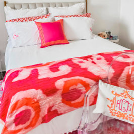 Manta Polar Ikat tribal rosado y Naranja