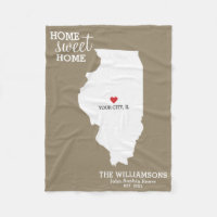 Illinois State Map Custom Names, City, Date, Color