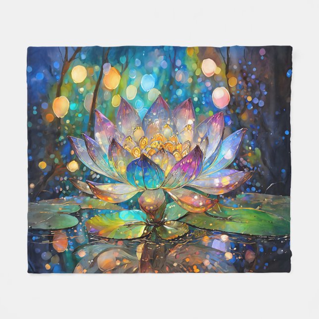Manta Polar Illuminated Blooming Lotus Flower (Frente (Horizontal))