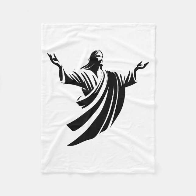 Manta Polar Illustration Of Jesus Christ Shadow With Open Arms (Anverso)