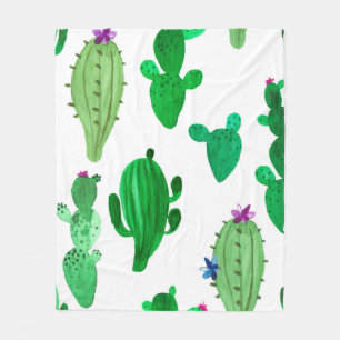 Manta Polar Ilustracion acuarela de cactus del desierto de tin