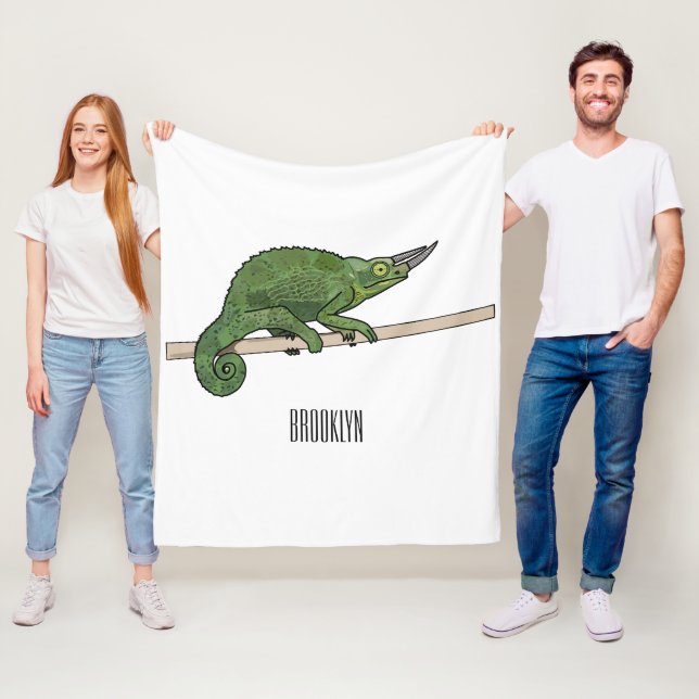 Manta Polar Ilustracion chameleon personalizado de Jackson (In situ)