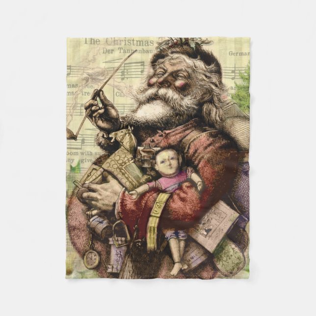 Manta Polar Ilustracion clásico Merry Santa Claus Tree (Anverso)