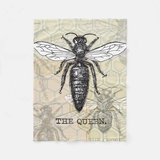 Manta Polar Ilustracion de antigüedades de insectos de Queen B (Anverso)