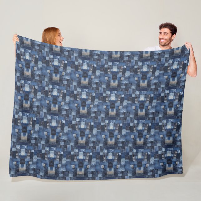 Manta Polar Ilustracion de arte de mosaico Denim Fabric No3 (In situ)