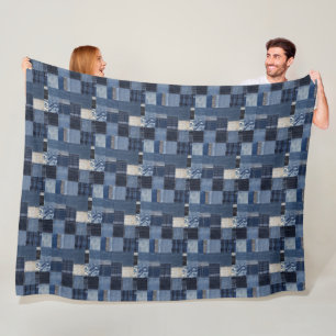 Manta Polar Ilustracion de arte de mosaico Denim Fabric No9