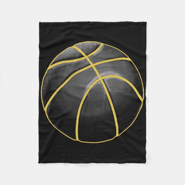 Manta Polar Ilustracion de baloncesto Black Gold Ball Design S (Anverso)
