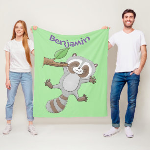 Manta Polar Ilustracion de bebé de raccoon feliz lindo
