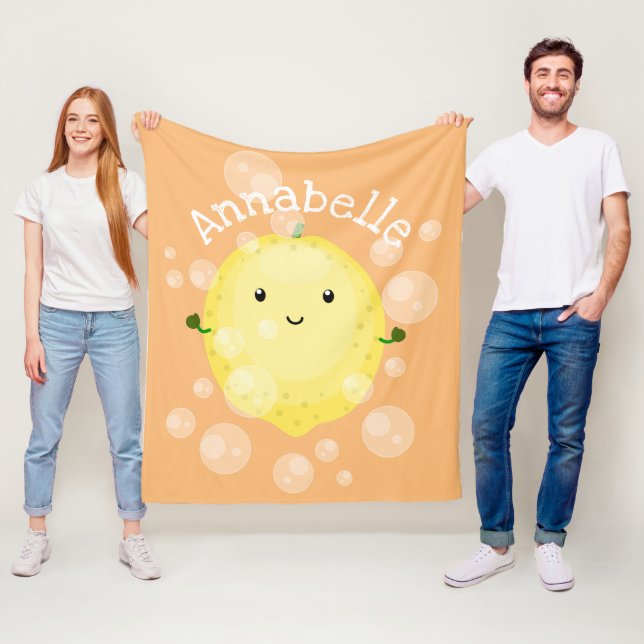 Manta Polar Ilustracion de burbujas de personalizado de limón (In situ)