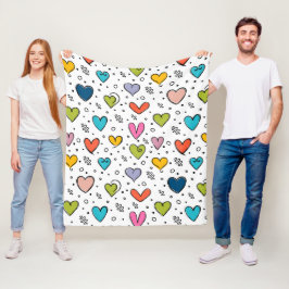 Manta Polar Ilustración de Corazones