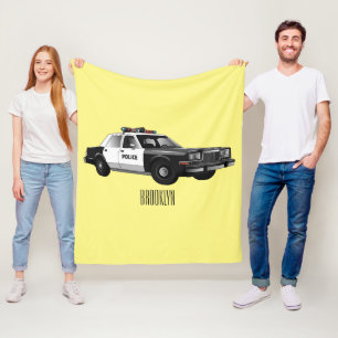 Manta Polar Ilustración de dibujos animados de coche de policí