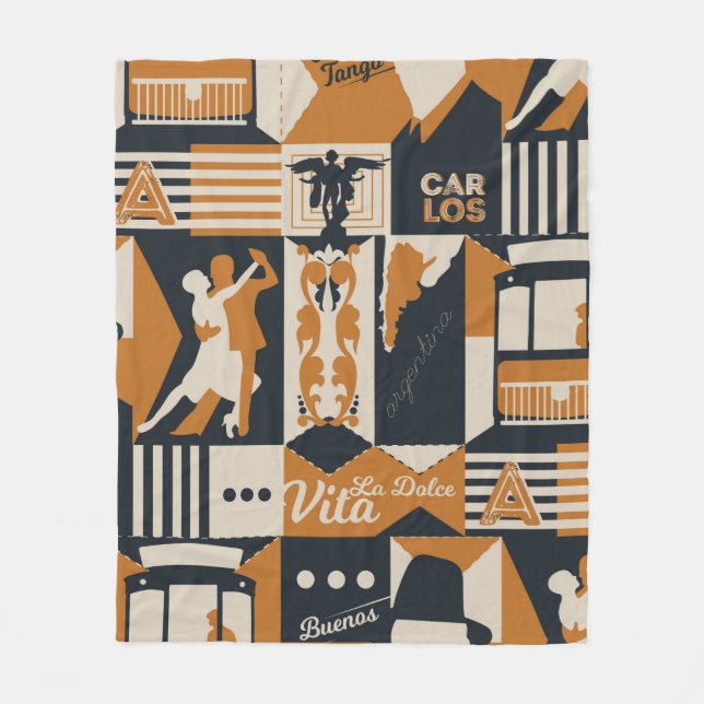 Manta Polar ilustracion de diseño sin fisuras de patrón argent (Anverso)