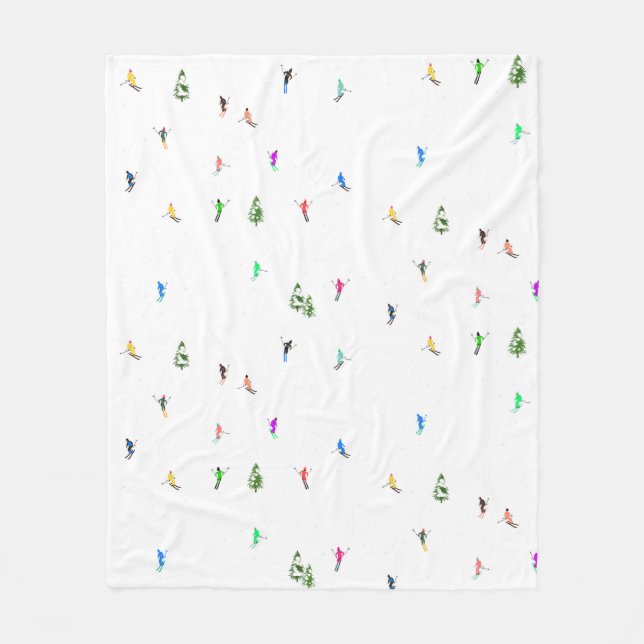 Manta Polar Ilustracion de esquí alpino de vacaciones (Anverso)