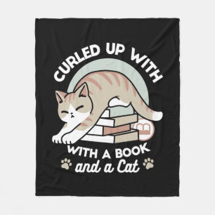 Manta Polar Ilustracion de Gato de Amante de Libros - Curva y