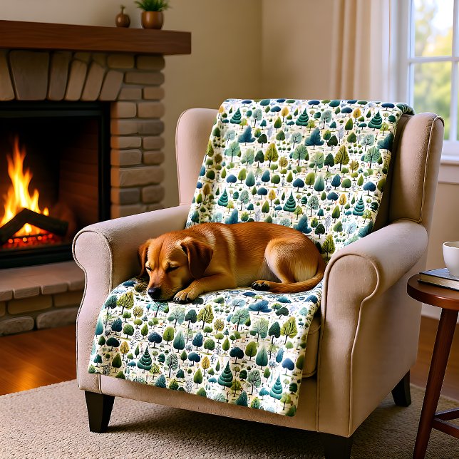 Manta Polar Ilustracion de impresión botánica de árboles con e (Subido por el creador)