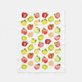 Manta Polar Ilustracion de manzana verde rojo acuarela otoño