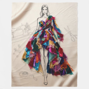 Manta Polar Ilustración de moda vestido de volantes colorido
