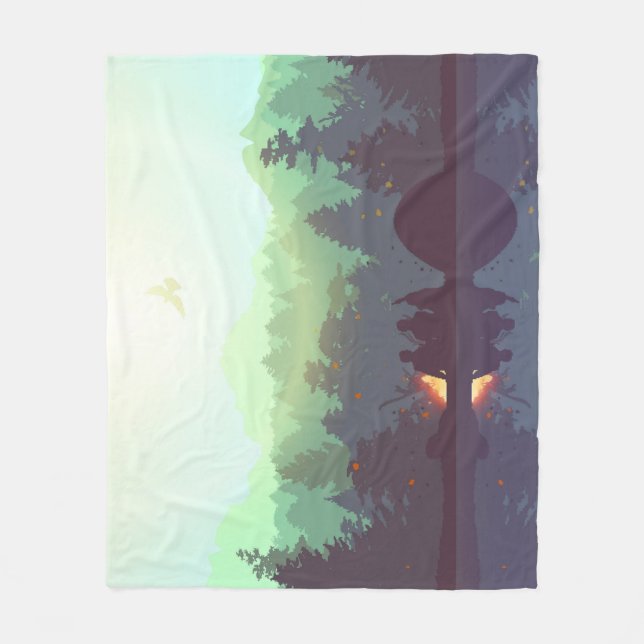 Manta Polar Ilustracion de montaña Camping Adventure Forest (Anverso)