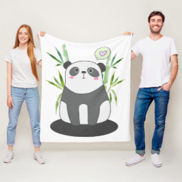 Manta Polar Ilustración de oso de panda blanco y negro