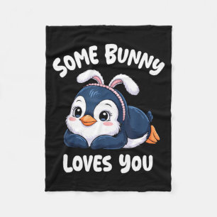 Manta Polar Ilustración de Pascua de Pingüino que algún conejo