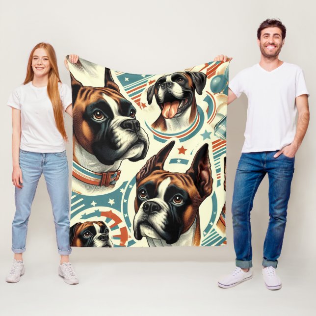 Manta Polar Ilustracion de perro de Boxer sin costura (In situ)