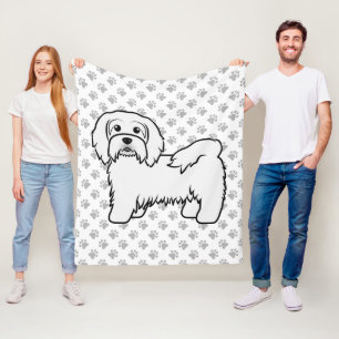 Manta Polar Ilustración de perro de dibujos animados Havanés b
