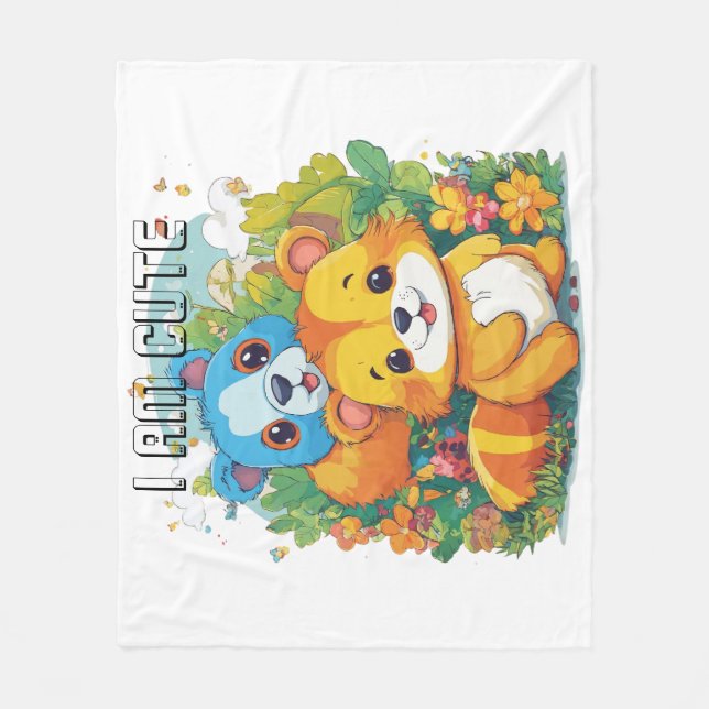 Manta Polar Ilustracion de personalizado animal lindo (Anverso)