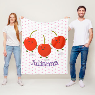Manta Polar Ilustracion de personalizado de cerezas rojas de s