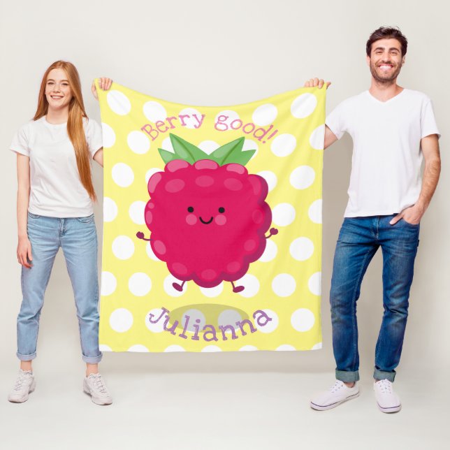 Manta Polar Ilustracion de personalizado de frambuesa alegre (In situ)
