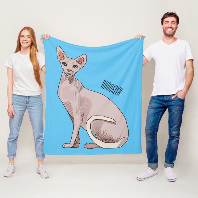 Manta Polar Ilustracion de personalizado de gatos Sfinx (In situ)