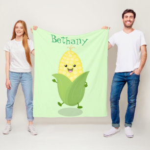 Manta Polar Ilustracion de personalizado de maíz feliz