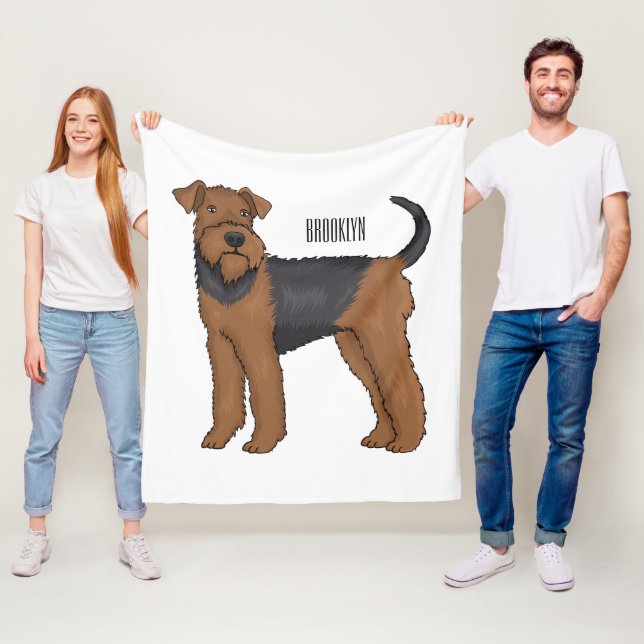 Manta Polar Ilustracion de personalizado de perro Airedale ter (In situ)