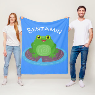 Manta Polar Ilustracion de personalizado de rana verde alegre