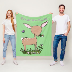 Manta Polar Ilustracion de personalizado de venado lindo y fel