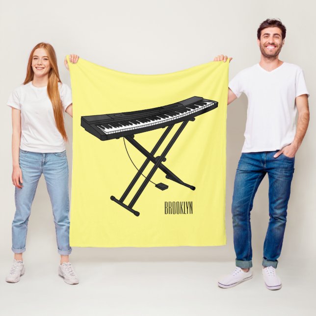 Manta Polar Ilustracion de piano personalizado de teclado (In situ)