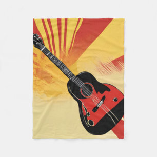 Manta Polar Ilustracion de pintura de guitarra pop Art Retro v
