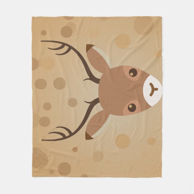 Manta Polar ilustracion de renos sobre fondo marrón (Anverso)