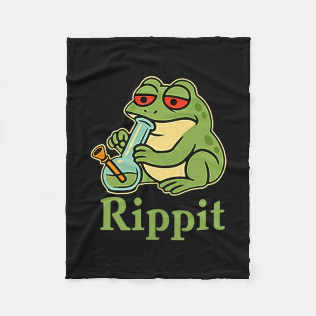 Manta Polar Ilustración de Rippit Stoner Frog fumando (Anverso)