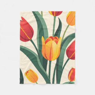 Manta Polar Ilustracion de tulipán negrita