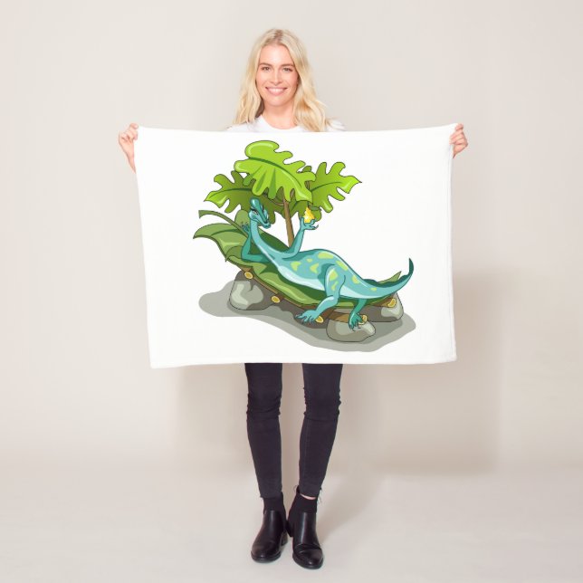 Manta Polar Ilustracion De Un Atardecer Iguanodon. (In situ)