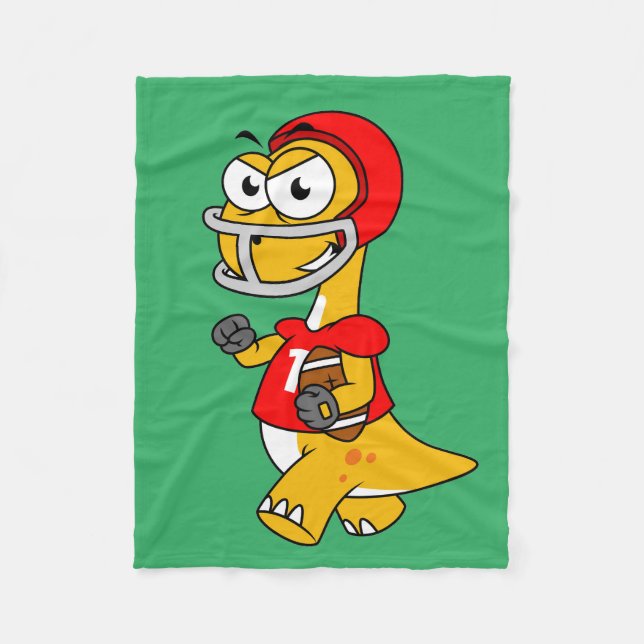 Manta Polar Ilustracion De Un Brontosauro Jugando Fútbol. (Anverso)