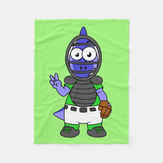 Manta Polar Ilustracion De Un Catcher De Béisbol Parasauroloph (Anverso)