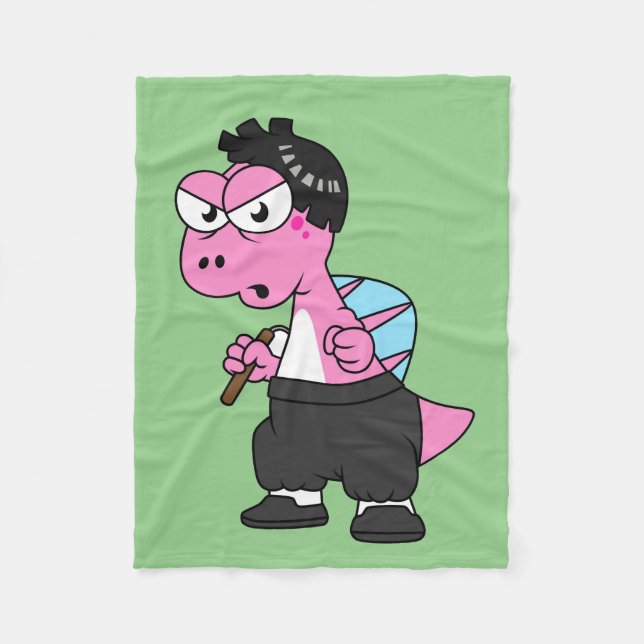 Manta Polar Ilustracion De Un Espinosaurio Bruce Lee. (Anverso)