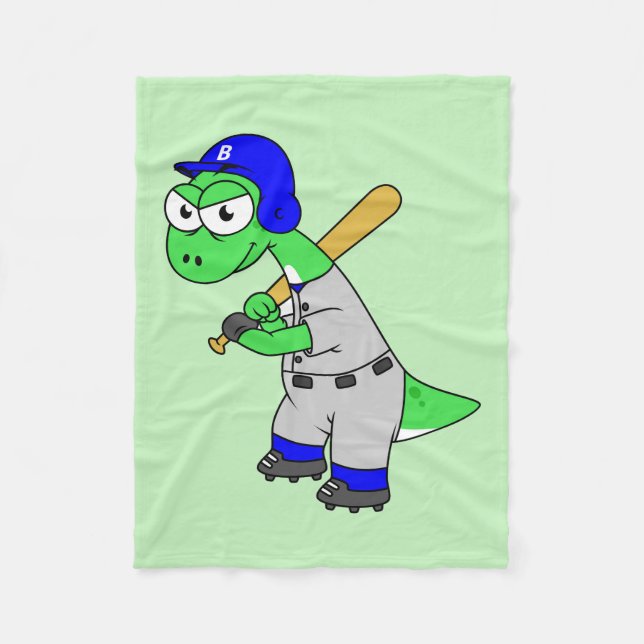 Manta Polar Ilustracion De Un Jugador De Béisbol Brontosaurus. (Anverso)