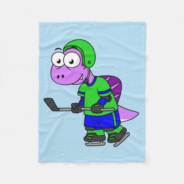 Manta Polar Ilustracion De Un Jugador De Hockey Spinosaurus. (Anverso)