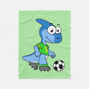 Manta Polar Ilustracion De Un Parasaurolophus Jugando Fútbol.