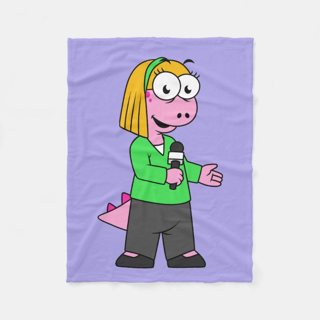 Manta Polar Ilustracion De Un Reportero De Allosaurus News. (Anverso)