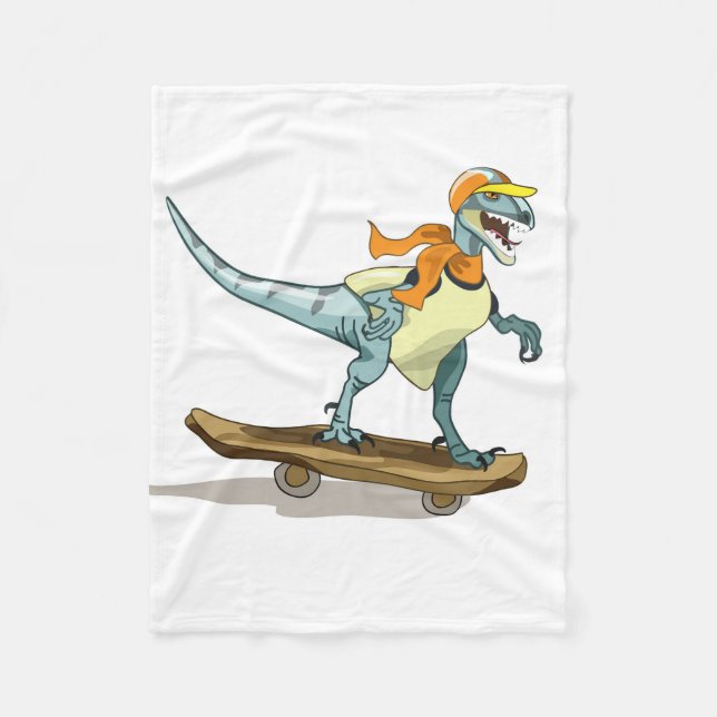Manta Polar Ilustracion De Un Skateboarding Raptor. (Anverso)