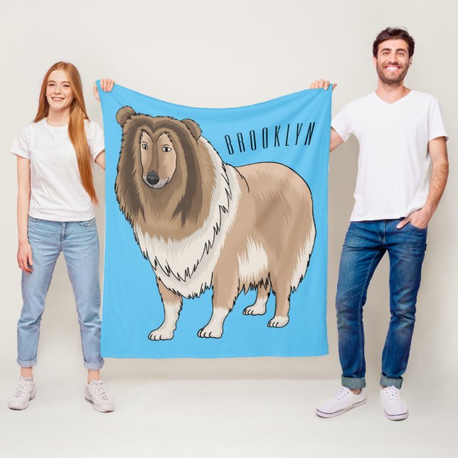 Manta Polar Ilustracion del personalizado del perro del collie (In situ)
