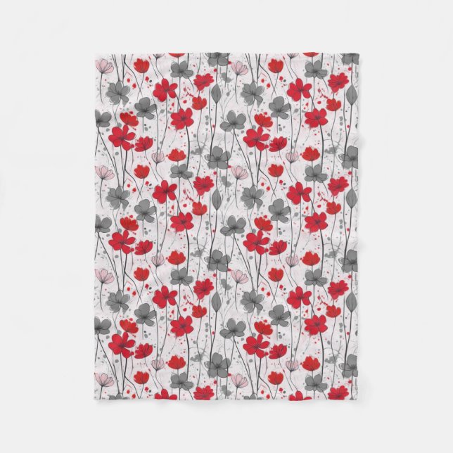 Manta Polar Ilustracion floral, flores silvestres abstractas,  (Anverso)